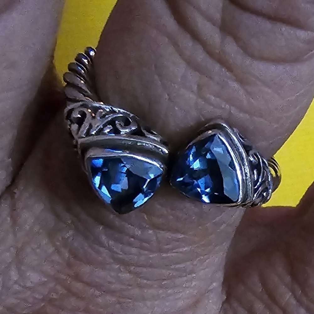 Gorgeous and Unique London Blue Topaz Ring Set in 925 Sterling Silver/ Size 8 - Picture 3 of 16